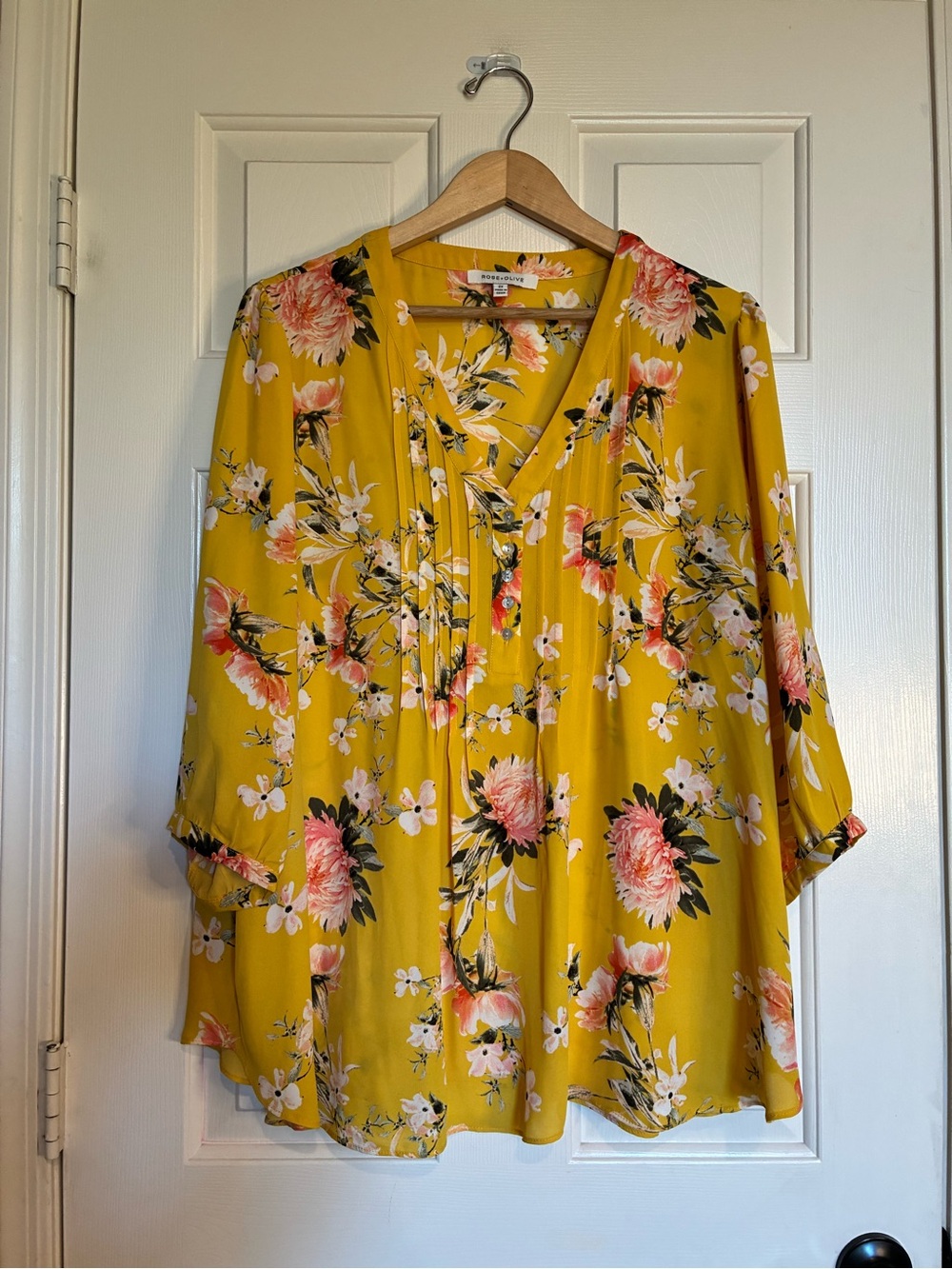Rose & Olive Mustard Floral Tie-Front Tunic